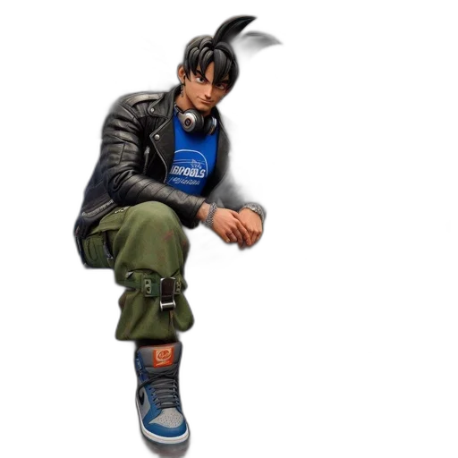 jacket, shoes, weapon, concept art, cyberpunk, 3d render, pixel art, blue transparent PNG cut-out
