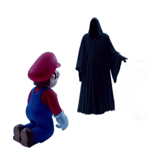 dress, mask, creature, jacket, concept art, 3d render, pixel art, dark transparent PNG cut-out
