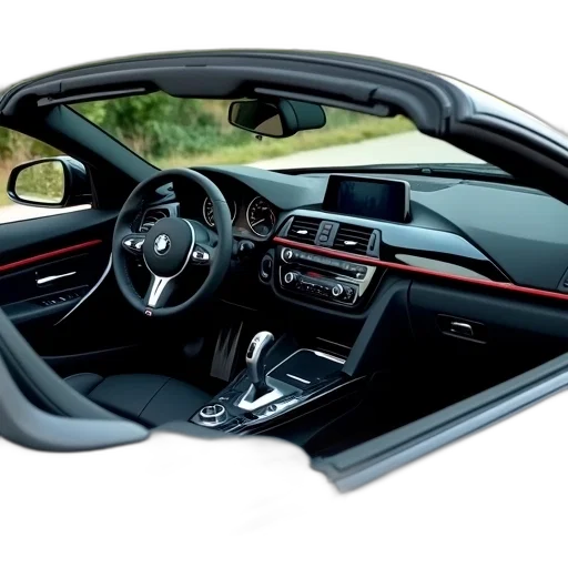 car, photorealistic, interior, sleek, black, convertible, sports, top transparent PNG cut-out