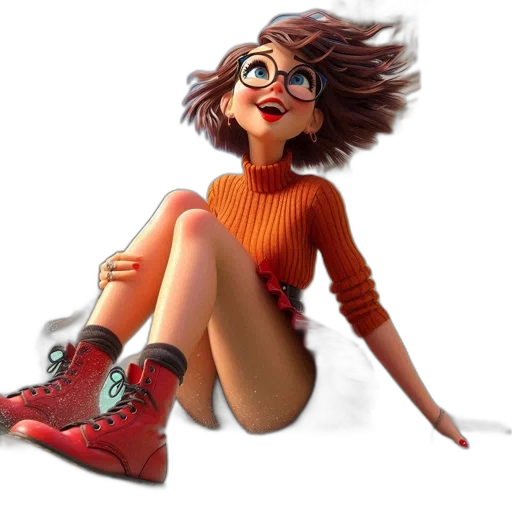 shoes, dress, hair, 3d render, concept art, cartoon, comic book art, young transparent PNG cut-out