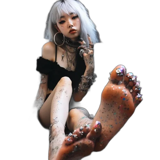 shoes, creature, dress, jewelry, photorealistic, cyberpunk, fantasy art, watercolor transparent PNG cut-out