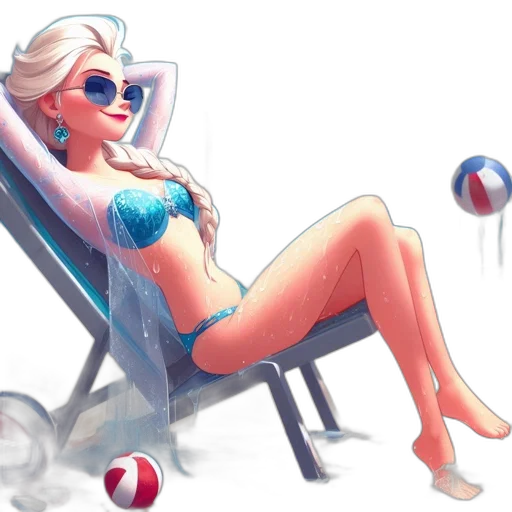 concept art, fantasy art, cartoon, comic book art, beach, blue, woman, reclines transparent PNG cut-out