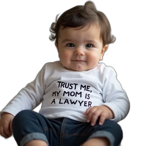 photorealistic, long, sleeve, infant, shirt, says, trust, mom transparent PNG cut-out