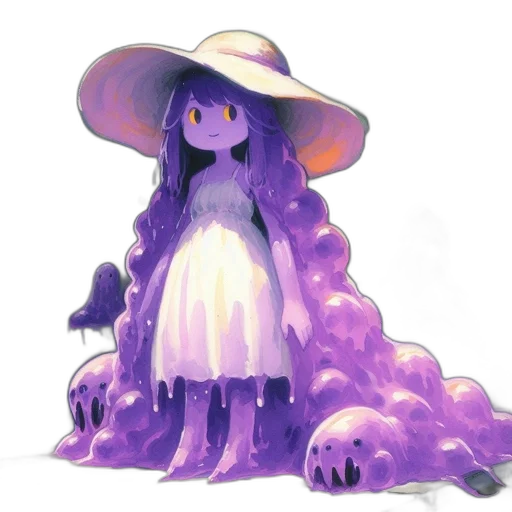 dress, hat, creature, flower, concept art, watercolor, fantasy art, pixel art transparent PNG cut-out