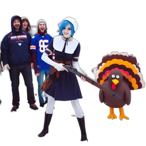 staff, concept art, wintry, scene, startled, woman, blue, hair transparent PNG cut-out