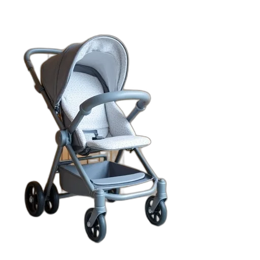3d render, photorealistic, baby, stroller, white, grey, color, scheme transparent PNG cut-out
