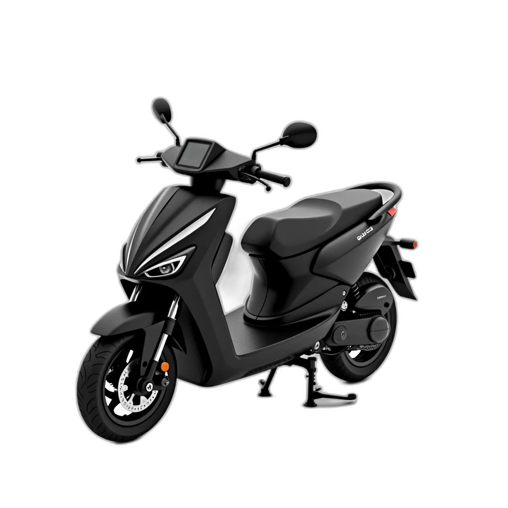 3d render, photorealistic, cartoon, concept art, black, electric, motorcycle, sleek transparent PNG cut-out
