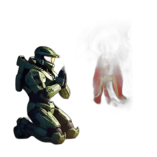 robot, weapon, creature, mask, concept art, pixel art, 3d render, fantasy art transparent PNG cut-out