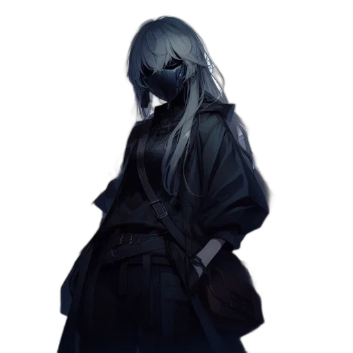 mask, jacket, dress, face, concept art, fantasy art, anime, pixel art transparent PNG cut-out
