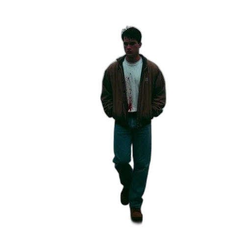 jacket, staff, robot, face, pixel art, vaporwave, photorealistic, 3d render transparent PNG cut-out
