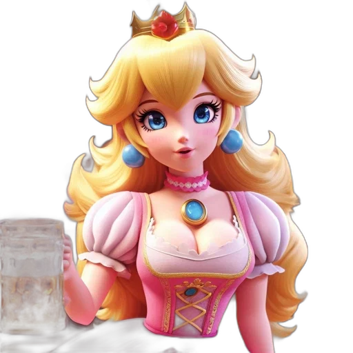 crown, dress, 3d render, concept art, fantasy art, pixel art, animated, princess transparent PNG cut-out