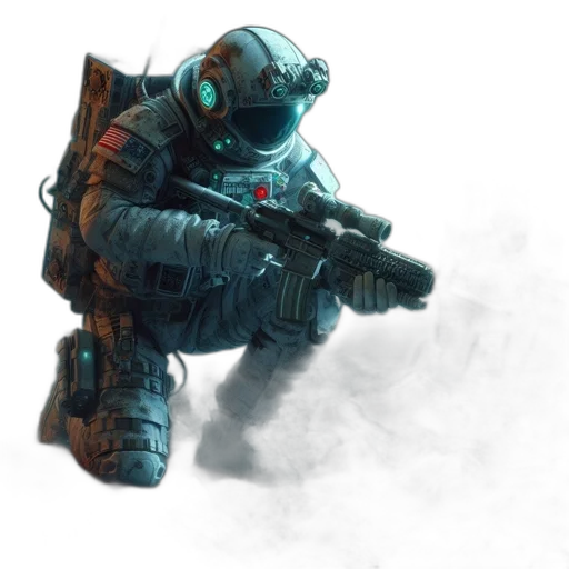 robot, weapon, staff, concept art, 3d render, fantasy art, pixel art, outer space transparent PNG cut-out