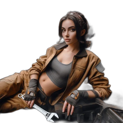 jacket, weapon, robot, car, comic book art, concept art, photorealistic, fantasy art transparent PNG cut-out