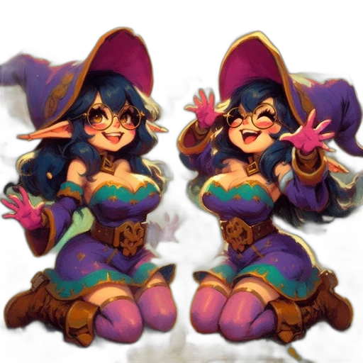 fantasy art, pixel art, concept art, 3d render, dark, colorful, two, identical transparent PNG cut-out