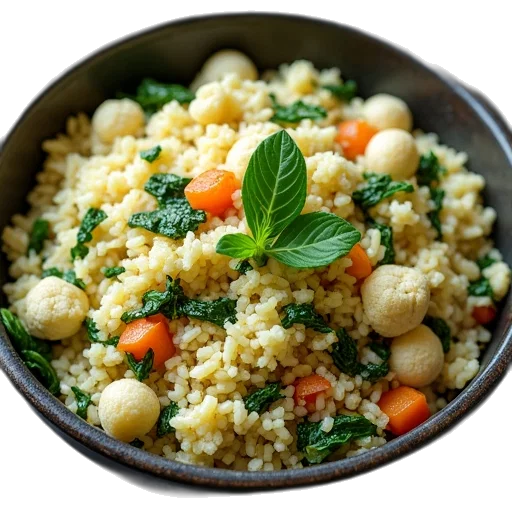 food, healthy, cauliflower, rice, made, vegetable, spinach transparent PNG cut-out