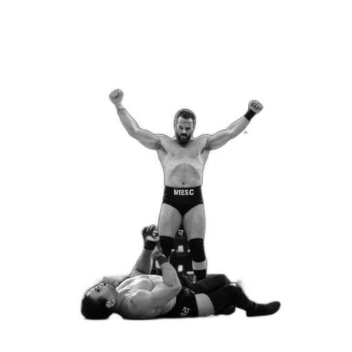 concept art, black, white, image, professional, wrestler, standing, ring transparent PNG cut-out
