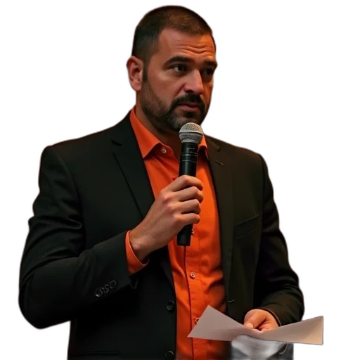 staff, jacket, animal, man, microphone, wearing, black, blazer transparent PNG cut-out