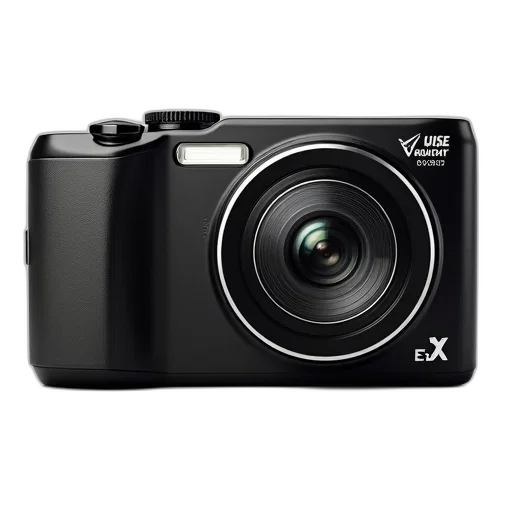 photorealistic, black, compact, digital, camera, silver, lens, usb transparent PNG cut-out