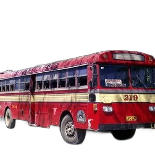 car, 3d render, photorealistic, concept art, vintage, red, bus, number transparent PNG cut-out