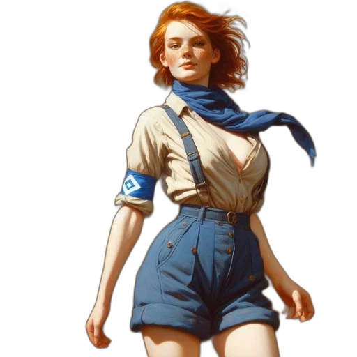 jacket, dress, staff, weapon, concept art, comic book art, fantasy art, oil painting transparent PNG cut-out