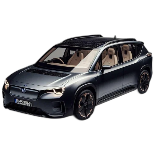 car, 3d render, electric, sleek, grey, body, unique, solar transparent PNG cut-out