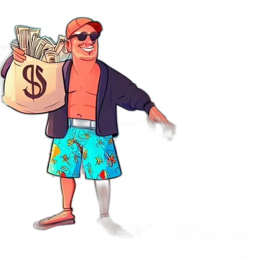 jacket, concept art, cartoon, vaporwave, comic book art, man, donning, sunglasses transparent PNG cut-out