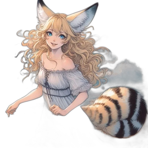 creature, animal, fantasy art, watercolor, concept art, anime, monochrome, animated transparent PNG cut-out