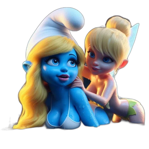 3d render, concept art, fantasy art, photorealistic, blue, two, animated, characters transparent PNG cut-out