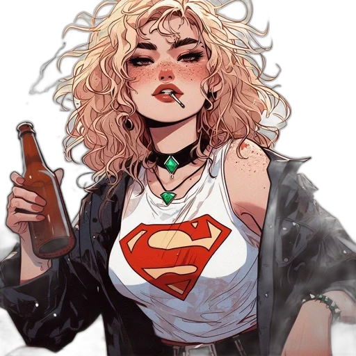 comic book art, concept art, cartoon, fantasy art, animated, woman, sporting, curly transparent PNG cut-out