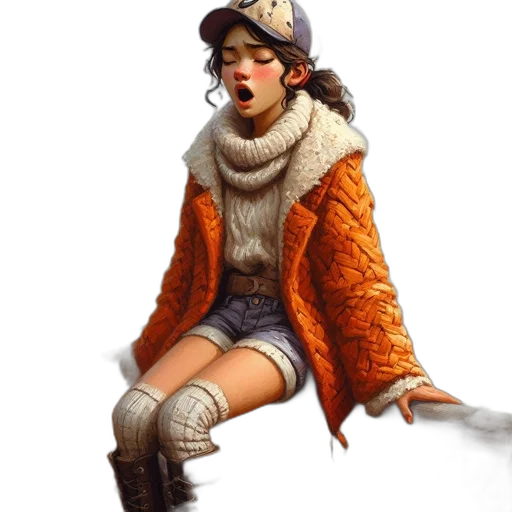 jacket, face, hat, concept art, photorealistic, fantasy art, comic book art, snow transparent PNG cut-out