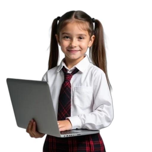staff, 3d render, photorealistic, young, girl, long, hair, tied transparent PNG cut-out