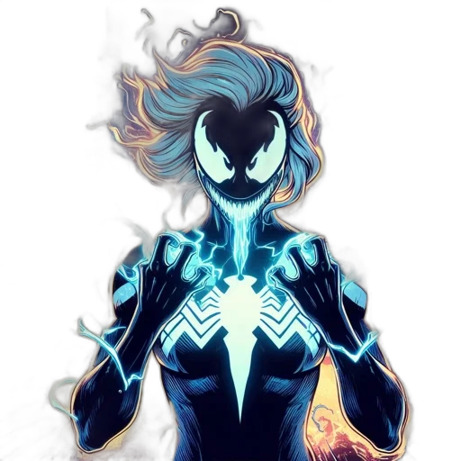 mask, robot, hair, jewelry, comic book art, concept art, fantasy art, cartoon transparent PNG cut-out