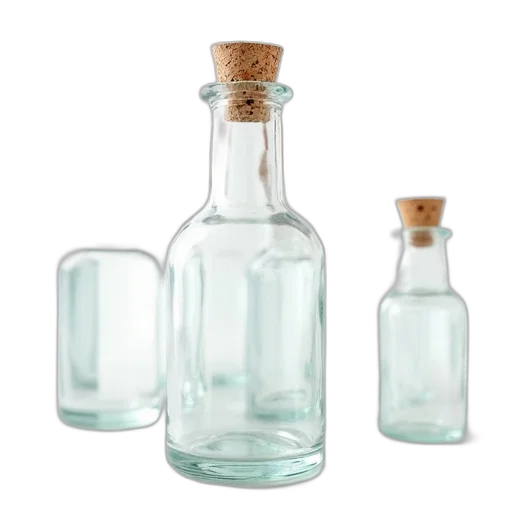 bottle, 3d render, collection, clear, glass, bottles, cork, stoppers transparent PNG cut-out