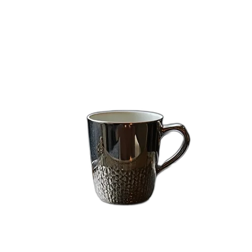 jewelry, 3d render, photorealistic, earth tones, silver, coffee, mug, black transparent PNG cut-out