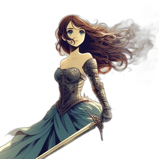 dress, fantasy art, comic book art, concept art, pixel art, fire, underwater, blue transparent PNG cut-out
