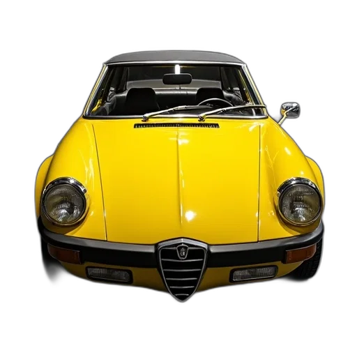 car, photorealistic, 3d render, concept art, yellow, classic, black, roof transparent PNG cut-out