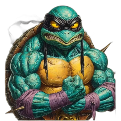 animal, concept art, fantasy art, comic book art, photorealistic, muscular, blue-skinned, turtle-like transparent PNG cut-out