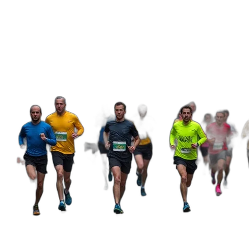 3d render, neon, group, runners, participating, marathon, city, street transparent PNG cut-out