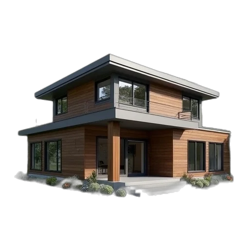 building, 3d render, photorealistic, concept art, earth tones, small, contemporary, house transparent PNG cut-out