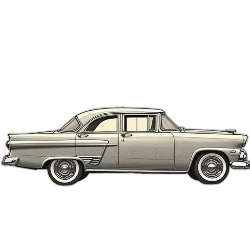 car, photorealistic, concept art, 3d render, cartoon, diagram, wiring, 1956 transparent PNG cut-out