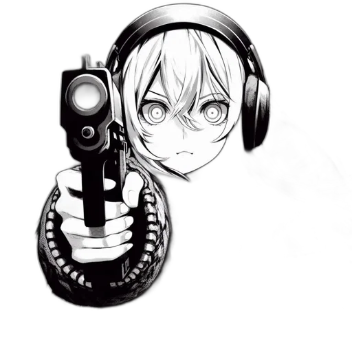 weapon, staff, robot, face, anime, cartoon, pixel art, concept art transparent PNG cut-out
