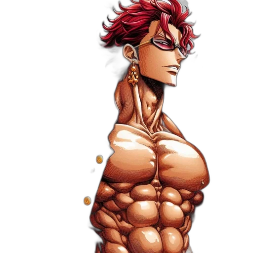 jewelry, comic book art, concept art, pixel art, anime, muscular, male, character transparent PNG cut-out