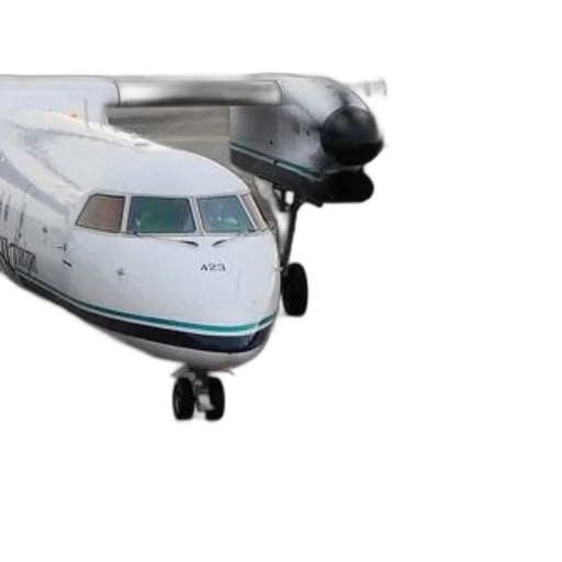 3d render, white, airplane, green, accents, tarmac, ground, crew transparent PNG cut-out