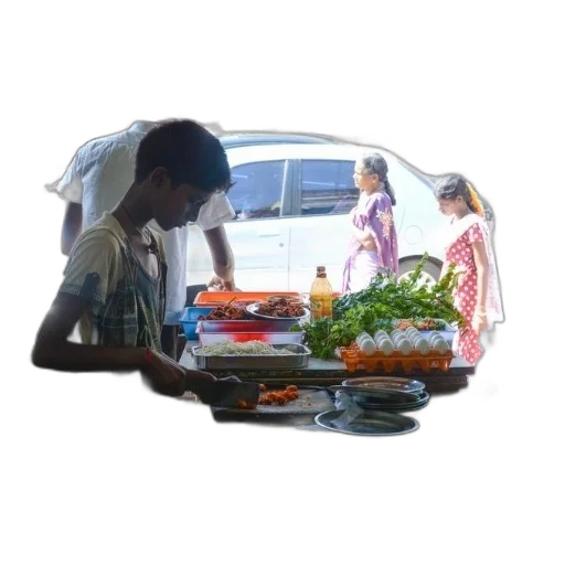 food, car, photorealistic, oil painting, 3d render, city street, rain, underwater transparent PNG cut-out