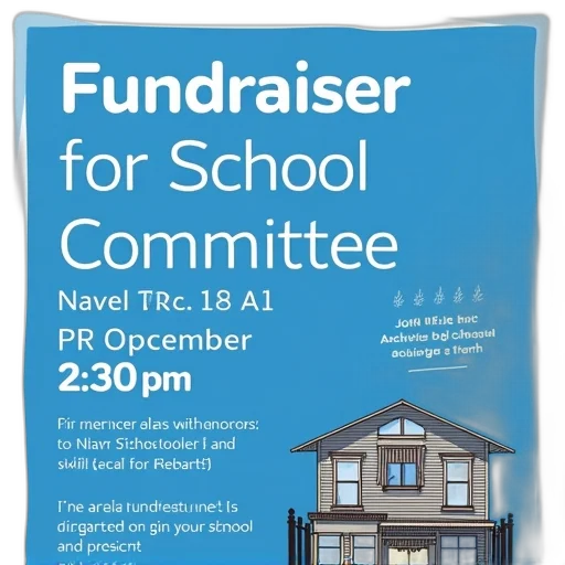 blue, poster, white, text, border, titled, fundraiser, school transparent PNG cut-out