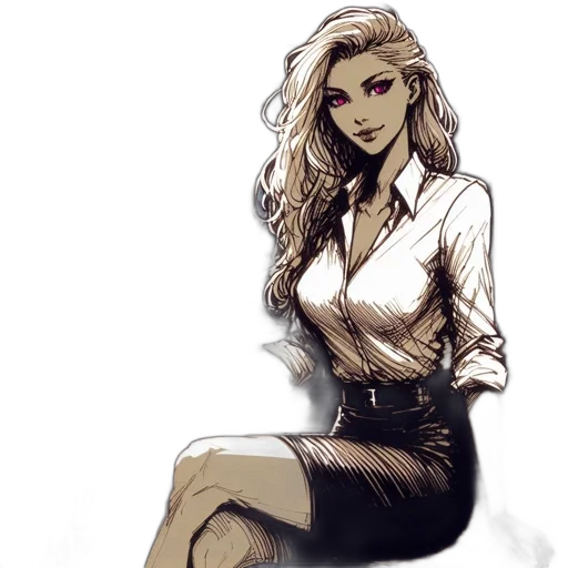 staff, dress, comic book art, cartoon, concept art, anime, monochrome, earth tones transparent PNG cut-out