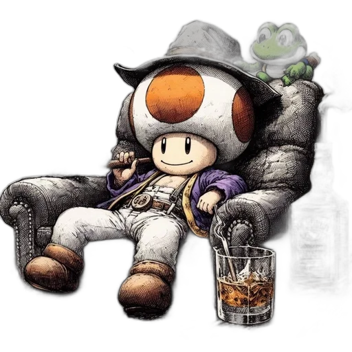 hat, furniture, robot, pixel art, concept art, watercolor, 3d render, monochrome transparent PNG cut-out