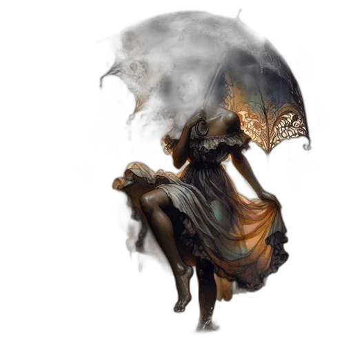 umbrella, mask, dragon, creature, concept art, fantasy art, photorealistic, oil painting transparent PNG cut-out
