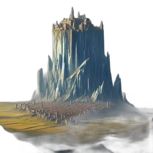 crown, sword, dragon, building, concept art, fantasy art, 3d render, pixel art transparent PNG cut-out