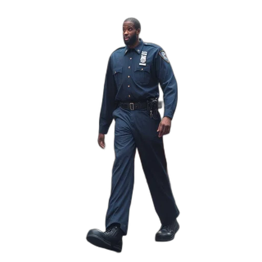 staff, jacket, shoes, robot, concept art, giant, police, officer transparent PNG cut-out